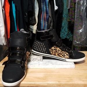 Aldo Leopard Studded Hi Top Sneaker Sz 12US Mens